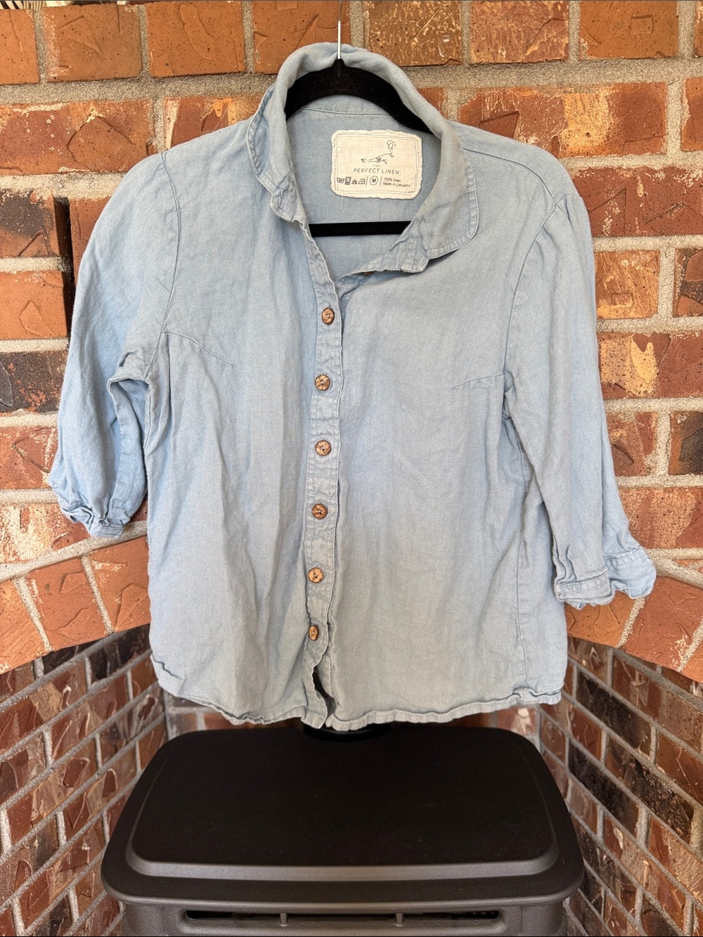 NotPerfectlinen Light Blue Button-Up Shirt Top women’s medium.